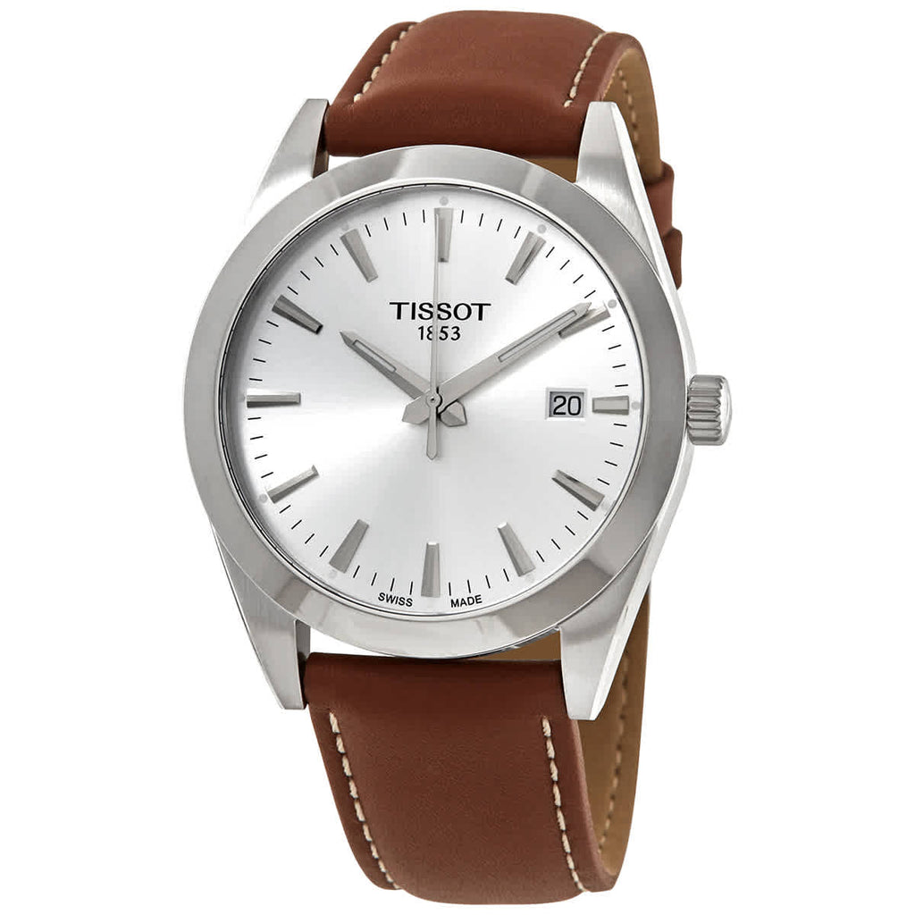 Tissot Gentleman Silver Dial Brown Leather Strap Watch For Men - T127.410.16.031.00 Buy Now By Tissot