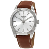 Tissot Gentleman Silver Dial Brown Leather Strap Watch For Men - T127.410.16.031.00 Buy Now By Tissot