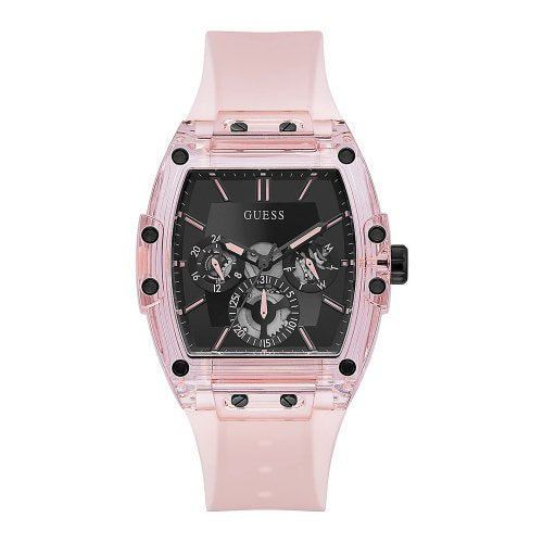 Guess Sporting Black Dial Pink Rubber Strap Watch for Men - GW0032G1 Buy Now By Guess