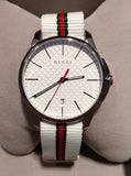 Gucci G Timeless Quartz White DIal White NATO Strap Watch For Men - YA126322 Buy Now By Gucci