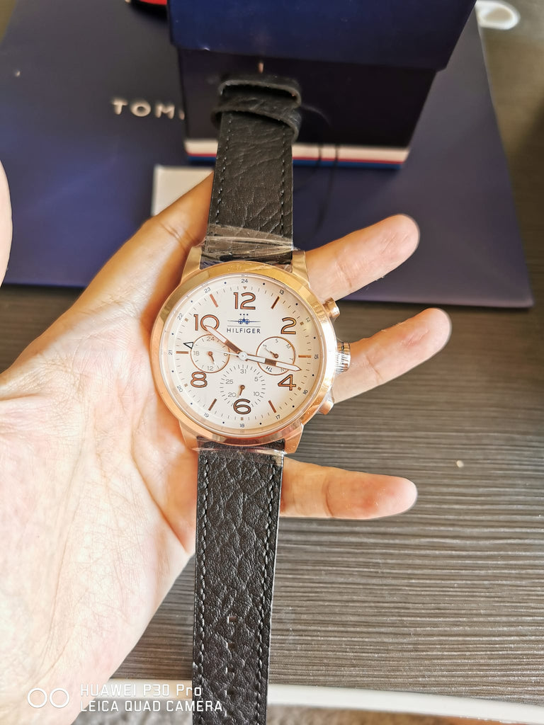 Tommy Hilfiger Jake Multifunction White Dial Black Leather Strap Watch for Men - 1791236 Buy Now By Tommy Hilfiger