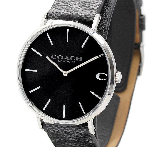 Coach Charles Black Dial Black Leather Strap Watch for Men - 14602157 Buy Now By Coach
