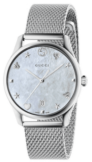 Gucci G-Timeless Mother of Pearl Dial Silver Mesh Bracelet Watch For Women - YA1264040 Buy Now By Gucci