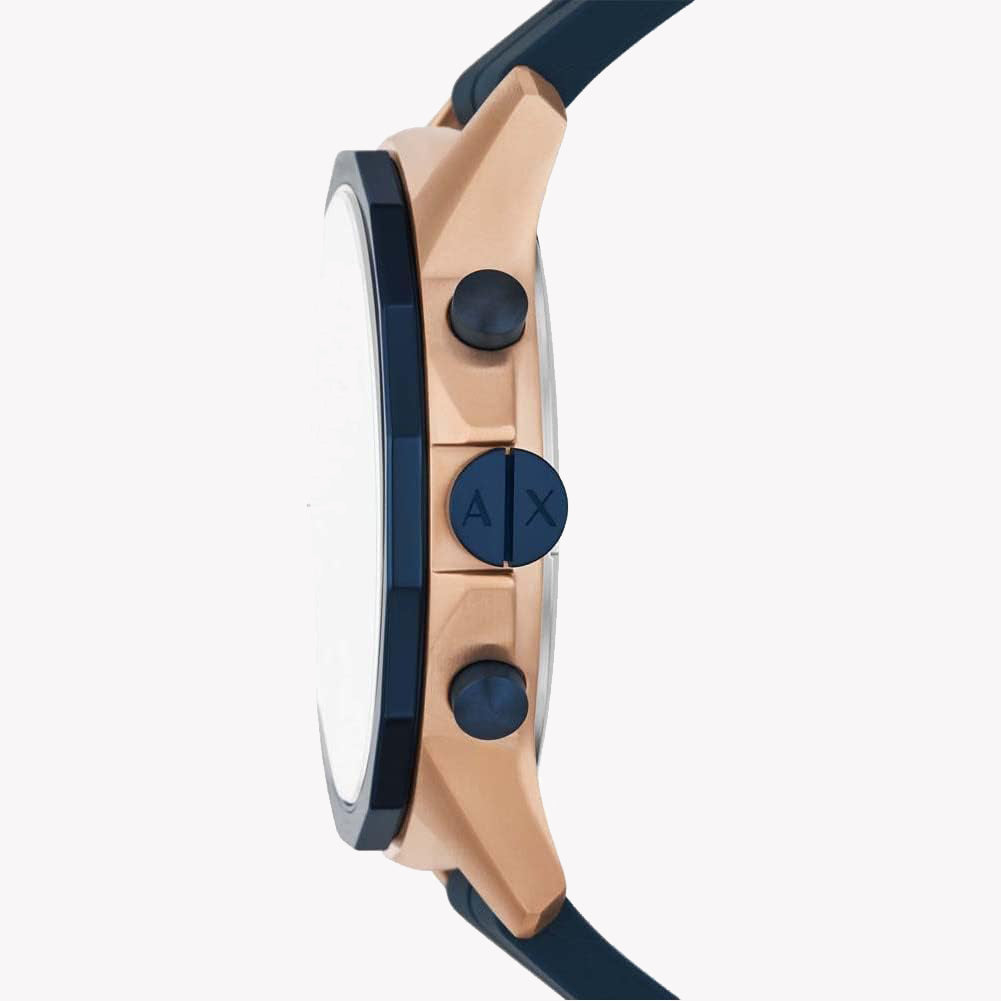 Armani Exchange Hampton Chronograph Rose Gold Dial Blue Silicone Strap Watch For Men - AX1730 Buy Now By Armani Exchange