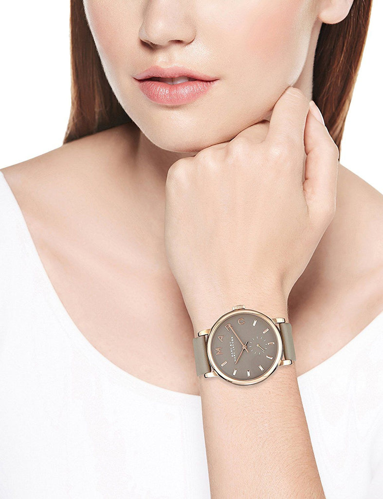 Marc Jacobs Baker Grey Dial Grey Leather Strap Watch for Women - MBM1266 Buy Now By Marc Jacobs