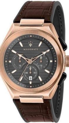Maserati Triconic Chronograph Grey Dial Brown Leather Strap Watch For Men - R8871639003 Buy Now By Maserati
