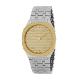 Gucci 25H Quartz Gold Dial Silver Steel Strap Watch for Women - YA163403 Buy Now By Gucci