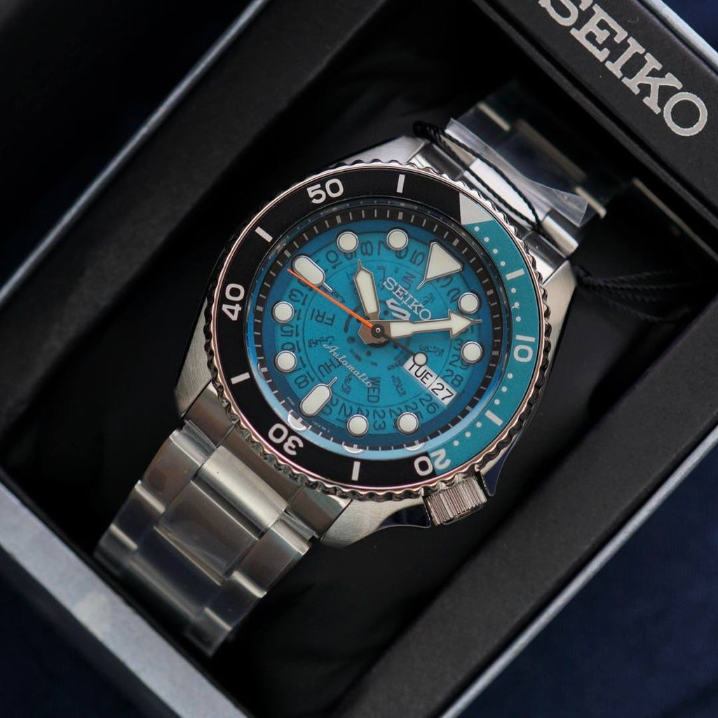 Seiko 5 Sports SKX Midi Automatic Teal Dial Silver Steel Strap Watch For Men - SRPK33K1 Buy Now By Seiko
