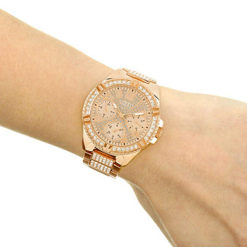 Guess Frontier Diamonds Rose Gold Dial Rose Gold Steel Strap Watch For Women - W1156L3 Buy Now By Guess