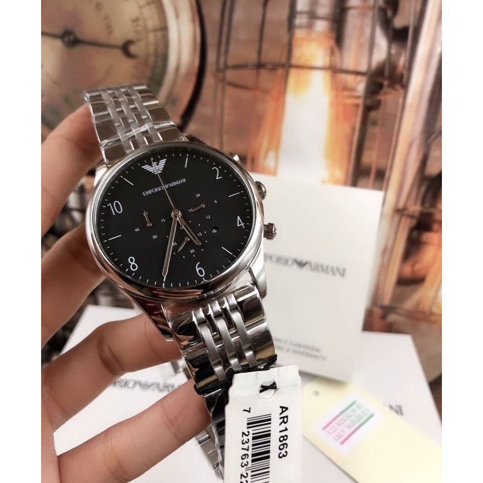 Emporio Armani Beta Chronograph Black Dial Steel Strap Watch For Men - AR1863 Buy Now By Emporio Armani