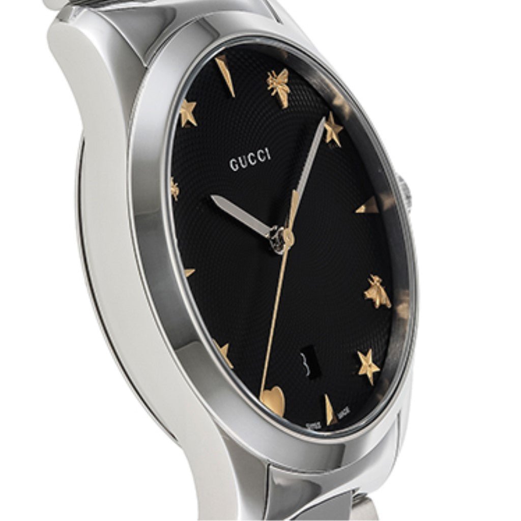 Gucci G Timeless Black Dial Silver Steel Strap Watch For Women - YA1264029A Buy Now By Gucci