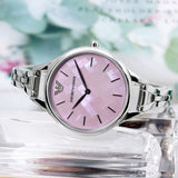 Emporio Armani Aurora Mother Of Pearl Purple Dial Silver Steel Strap Watch For Women - AR11122 Buy Now By Emporio Armani