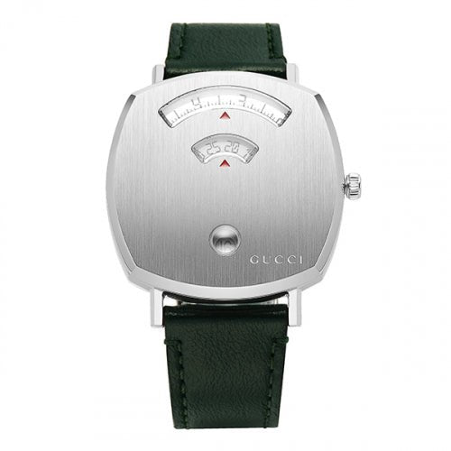 Gucci Grip Quartz Silver Dial Green Leather Strap Unisex Watch - YA157406 Buy Now By Gucci