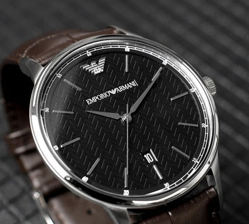 Emporio Armani Renato Quartz Black Dial Brown Leather Strap Watch For Men - AR11187 Buy Now By Emporio Armani