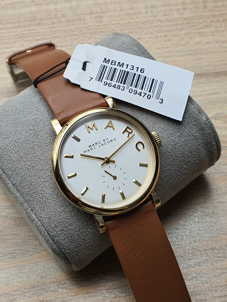 Marc Jacobs Baker White Dial Brown Leather Strap Watch for Womern - MBM1316 Buy Now By Marc Jacobs