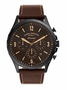 Fossil Forrester Chronograph Black Dial Brown Leather Strap Watch for Men - FS5608 Buy Now By Fossil