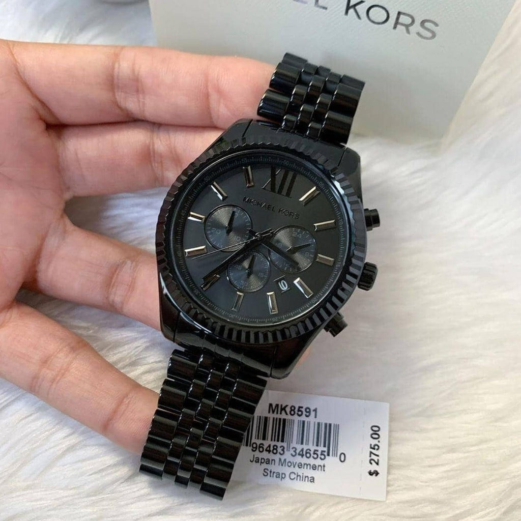 Michael Kors Lexington Chronograph Black Dial Black Steel Strap Watch For Men - MK8591 Buy Now By Michael Kors