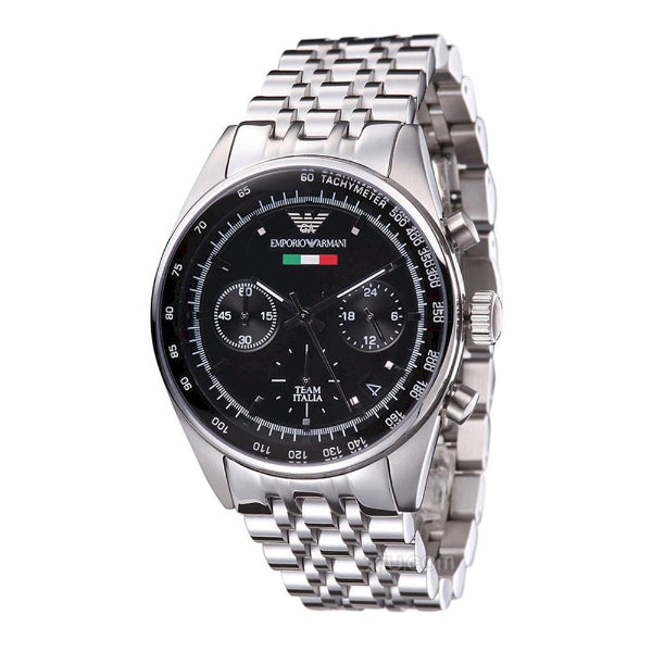 Emporio Armani Sportivo Chronograph Black Dial Silver Steel Strap Watch For Men - AR5984 Buy Now By Emporio Armani