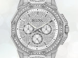 Bulova Crystal Collection Pave Silver Dial with Crystals Silver Steel Strap Watch for Men - 96C134 Buy Now By Bulova