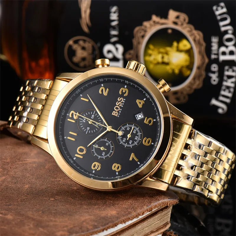 Hugo Boss Navigator Black Dial Gold Steel Strap Watch for Men - 1513531 Buy Now By Hugo Boss