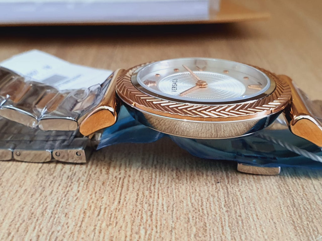 Versace V-Motif Silver Dial Two Tone Steel Strap Watch for Women - VERE00718 Buy Now By Versace