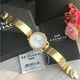 Coach Delancey Diamonds Silver Dial Gold Steel Strap Watch for Women - 14502354 Buy Now By Coach