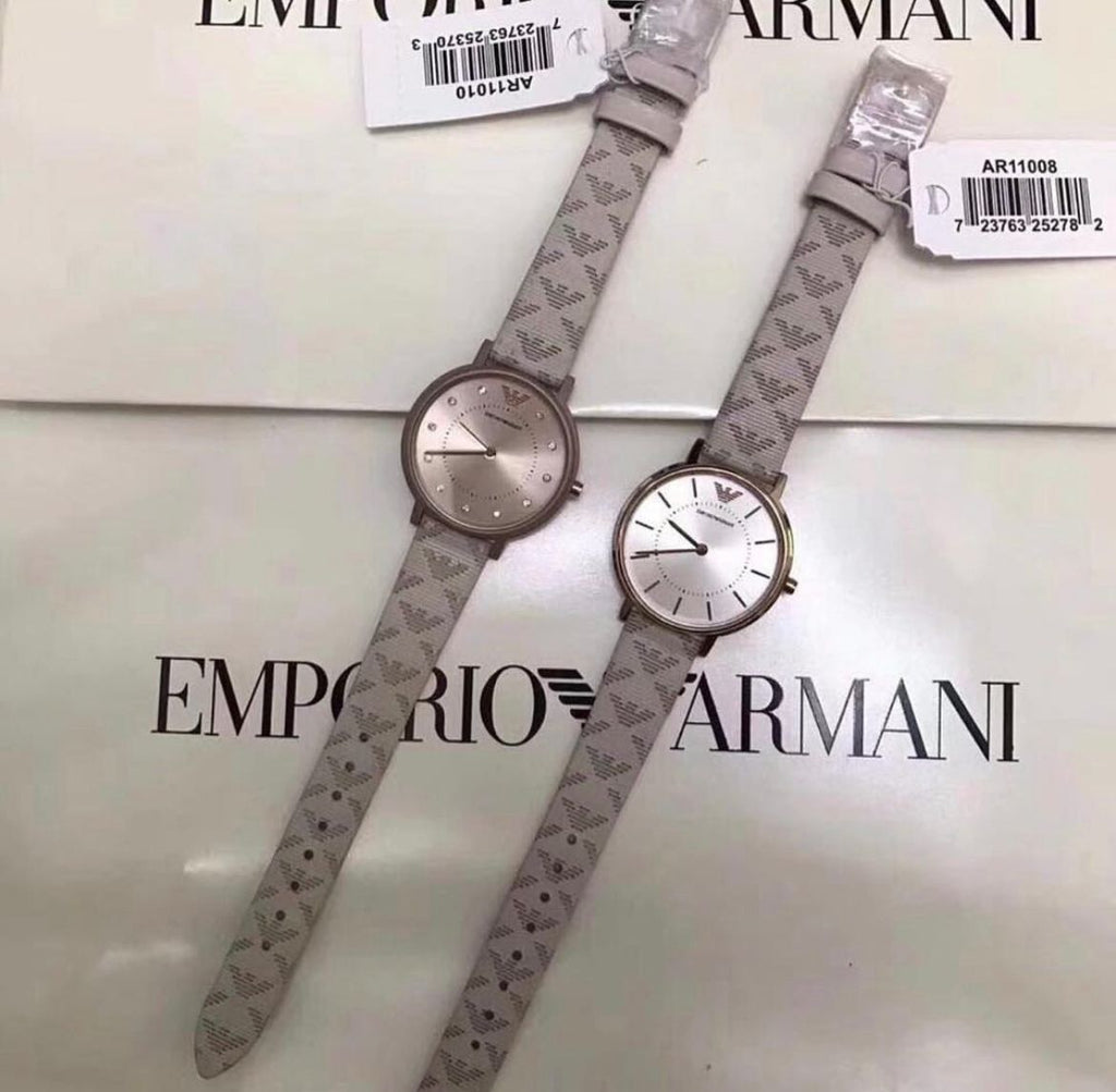 Emporio Armani Classic White Dial Beige Leather Strap Watch For Women - AR11008 Buy Now By Emporio Armani