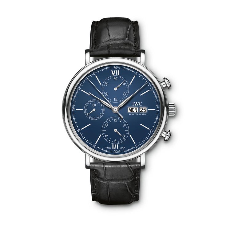 IWC Portofino Chronograph Blue Dial Black Leather Strap Watch for Men - IW391023 Buy Now By IWC