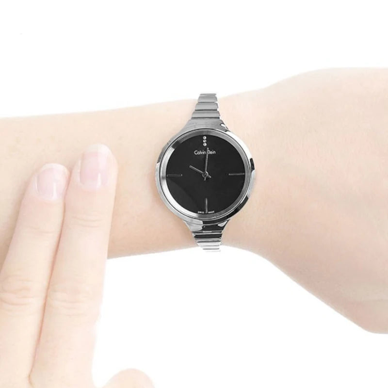Calvin Klein Lively Black Dial Silver Steel Strap Watch for Women - K4U2312S Buy Now By Calvin Klein