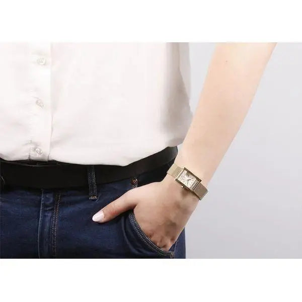 Guess Nouveau Diamonds Gold Dial Gold Mesh Bracelet Watch for Women - W0127L2 Buy Now By Guess