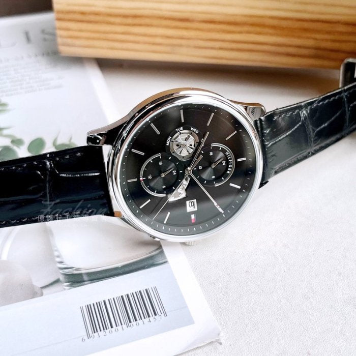 Tommy Hilfiger Weston Chronograph Black Dial Black Leather Strap Watch For Men - 1710502 Buy Now By Tommy Hilfiger