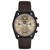 Emporio Armani Sportivo Chronograph Beige Dial Brown Leather Strap Watch For Men - AR6078 Buy Now By Emporio Armani