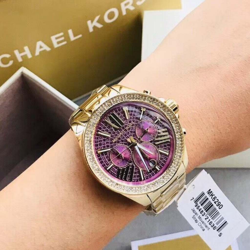 Michael Kors Wren Purple Dial Gold Steel Strap Watch for Women - MK6290 Buy Now By Michael Kors
