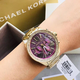 Michael Kors Wren Purple Dial Gold Steel Strap Watch for Women - MK6290 Buy Now By Michael Kors