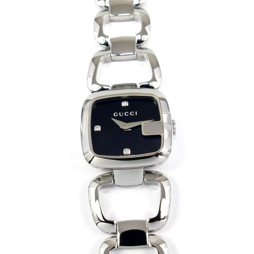Gucci G Diamonds Black Dial Silver Steel Strap Watch For Women - YA125509 Buy Now By Gucci