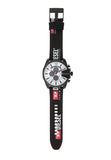 Diesel Mega Chief Chronograph Silver Dial Black Leather Strap Watch For Men - DZ4512 Buy Now By Diesel