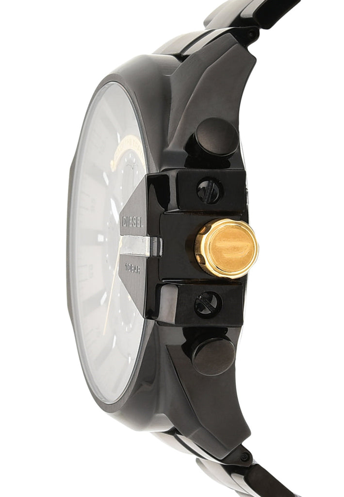 Diesel Mega Chief Chronograph Grey Dial Black Steel Strap Watch For Men - DZ4479 Buy Now By Diesel