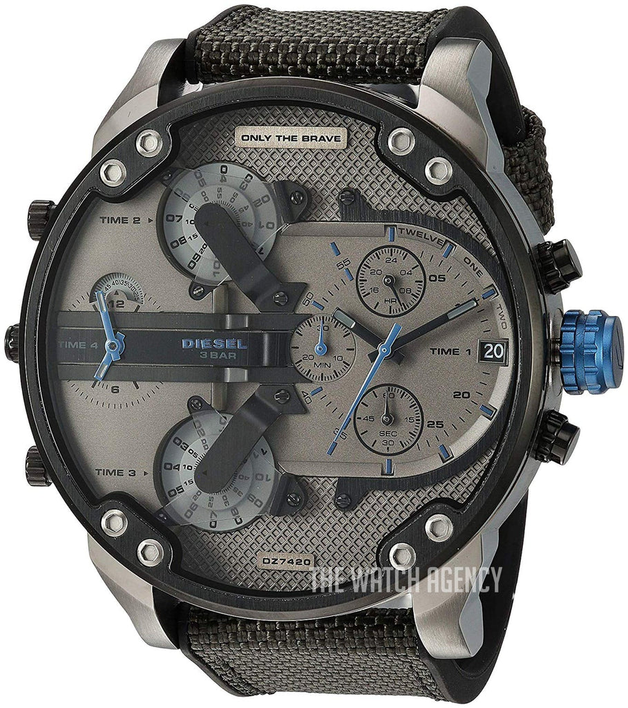 Diesel Mr Daddy 2.0 Chronograph Grey Dial Black Nylon Strap Watch For Men - DZ7420 Buy Now By Diesel