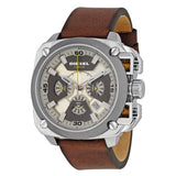 Diesel BAMF Chronograph Beige Dial Brown Leather Strap Watch For Men - DZ7343 Buy Now By Diesel