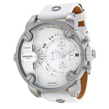 Diesel Badass Chronograph White Dial White Leather Strap Watch For Men - DZ7265 Buy Now By Diesel