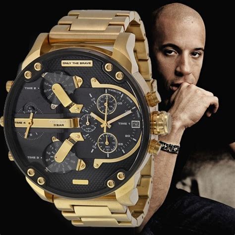 Diesel Mr Daddy 2.0 Chronograph Black Dial Gold Steel Strap Watch For Men - DZ7333 Buy Now By Diesel