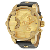 Diesel Mr Daddy Gold Dial Black Leather Strap Watch For Men - DZ7363 Buy Now By Diesel