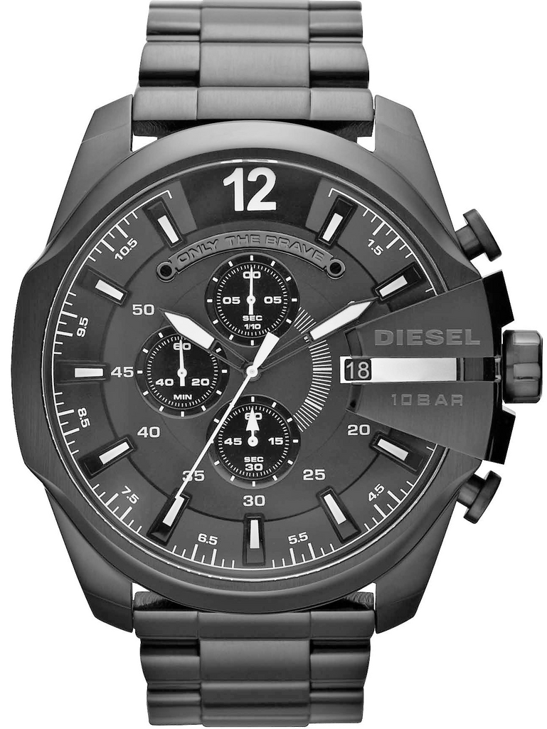Diesel Mega Chief Chronograph Black Dial Black Steel Strap Watch For Men - DZ4283 Buy Now By Diesel
