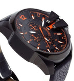 Diesel Mega Chief Chronograph Black Dial Black Leather Strap Watch For Men - DZ4291 Buy Now By Diesel
