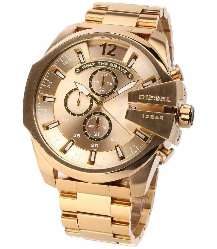 Diesel Mega Chief Chronograph Gold Dial Gold Steel Strap Watch For Men - DZ4360 Buy Now By Diesel