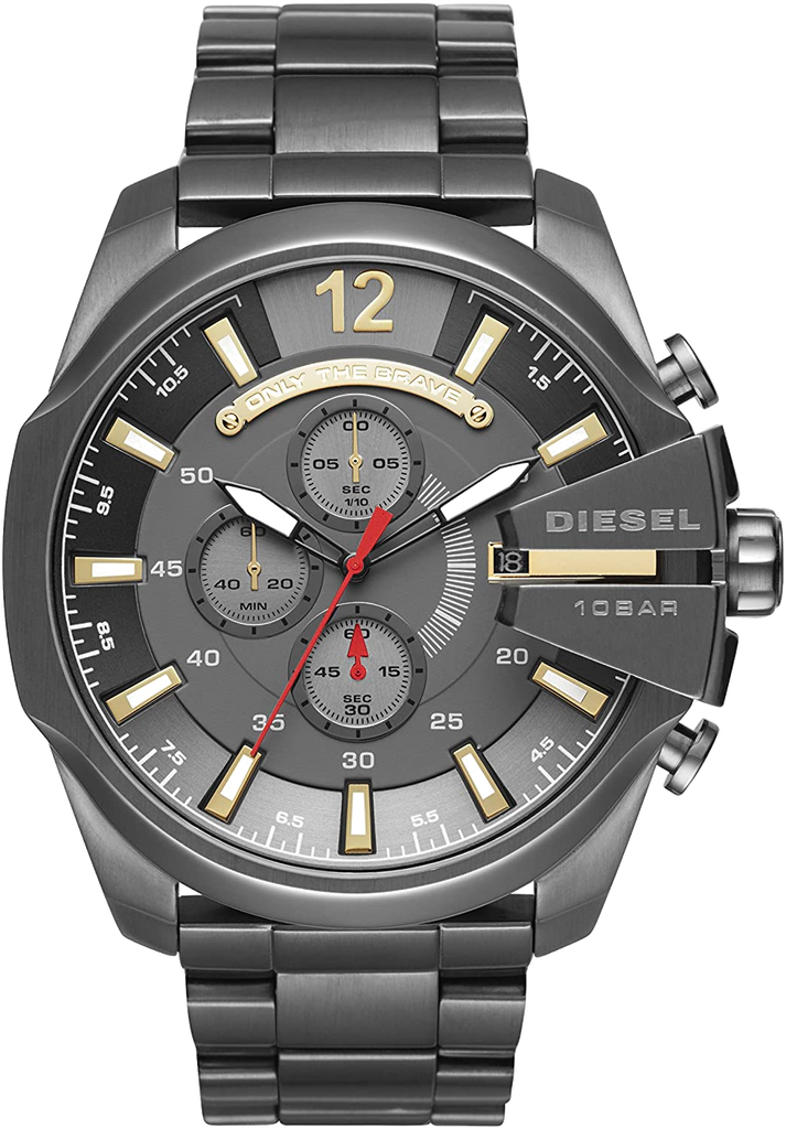 Diesel Mega Chief Chronograph Grey Dial Grey Steel Strap Watch For Men - DZ4421 Buy Now By Diesel