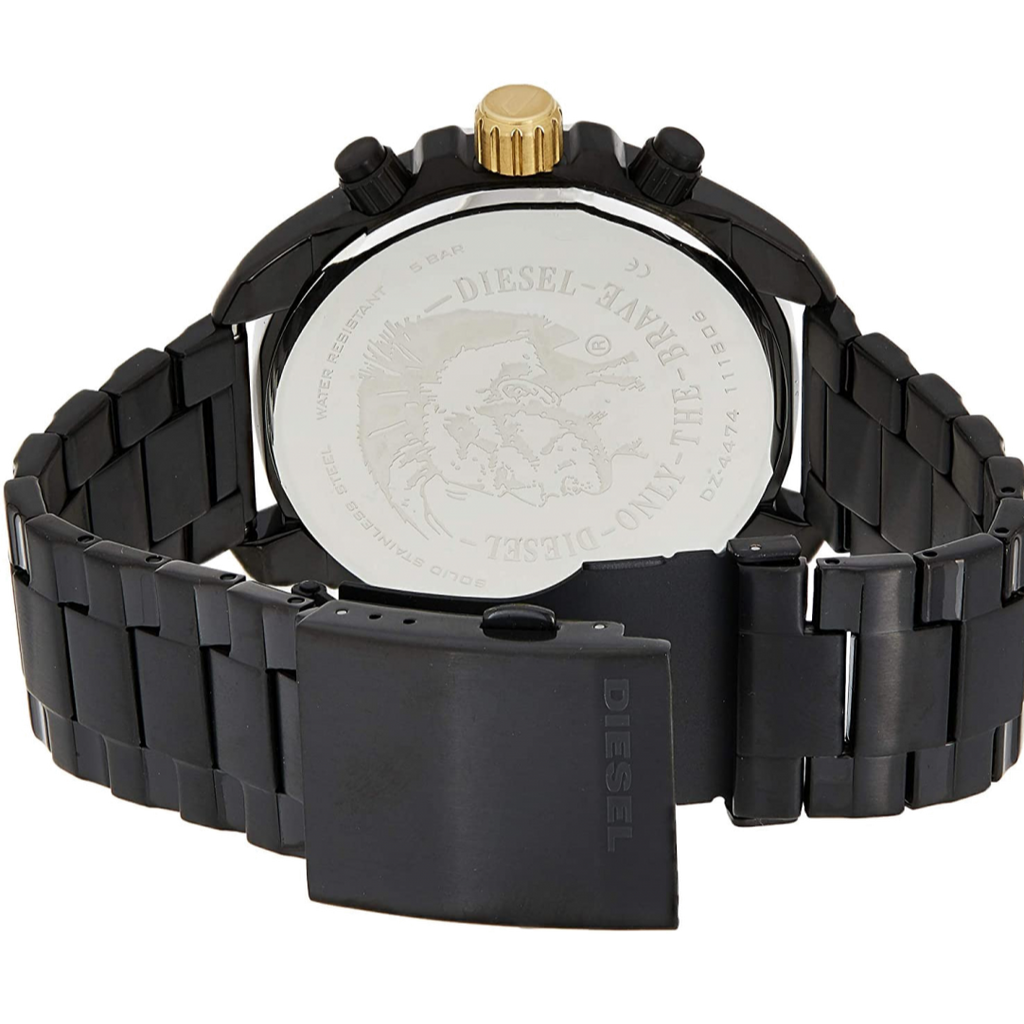 Diesel Mega Chief Chronograph Grey Dial Black Steel Strap Watch For Men - DZ4479 Buy Now By Diesel