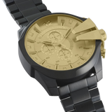 Diesel Mega Chief Chronograph Gold Dial Black Steel Strap Watch For Men - DZ4485 Buy Now By Diesel