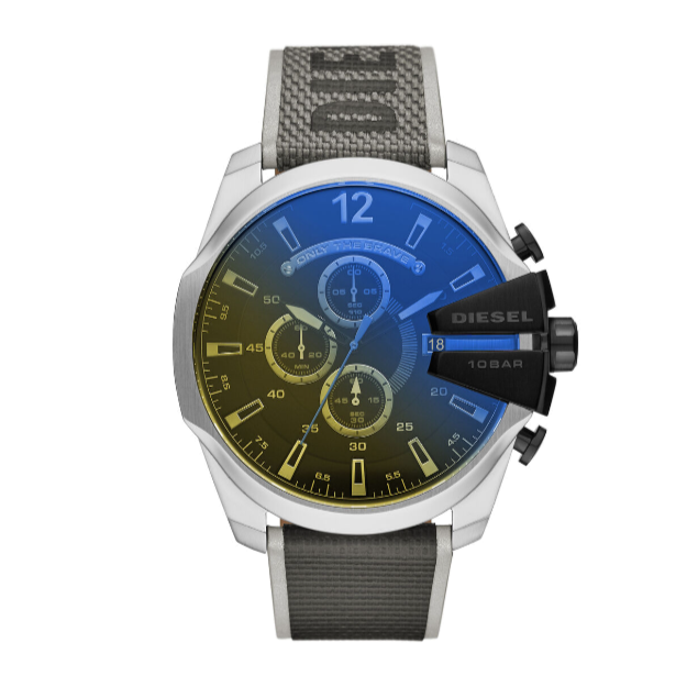 Diesel Mega Chief Chronograph Black Dial Grey Nylon Strap Watch For Men - DZ4523 Buy Now By Diesel