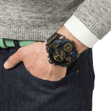 Diesel Big Daddy Blue Dial Black Leather Strap Watch For Men - DZ7127 Buy Now By Diesel